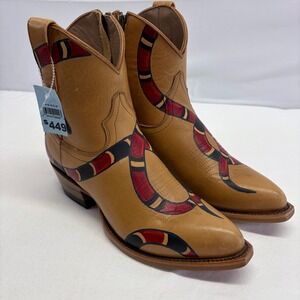 NEW Alvies "The Rainey" Tattoo Snake Leather‎ Cowboy Boots Women's 6.5 B Limited